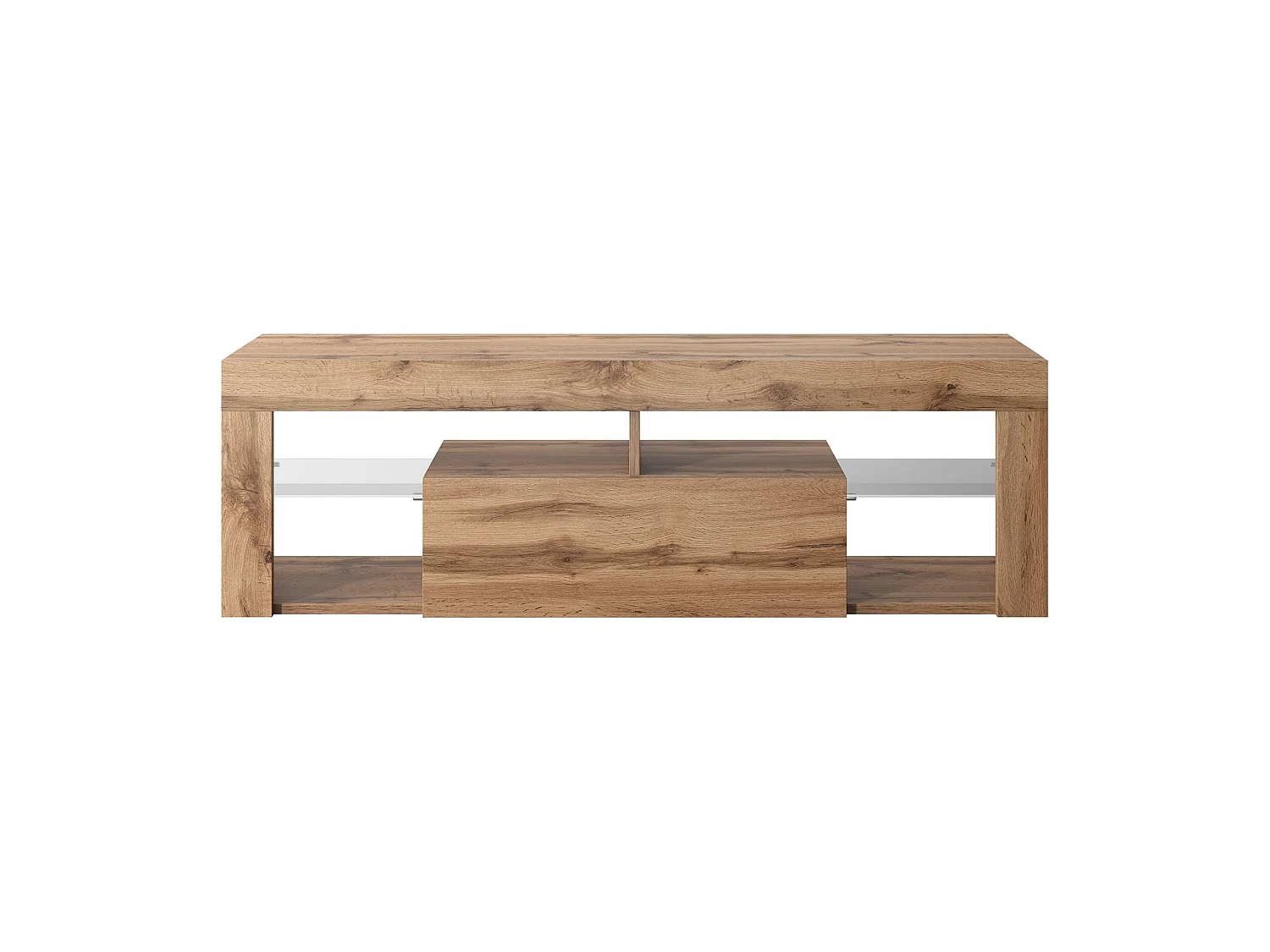 TV-meubel / TV-bank (140 cm, Lancaster eiken, LED-verlichting) - BIANKO