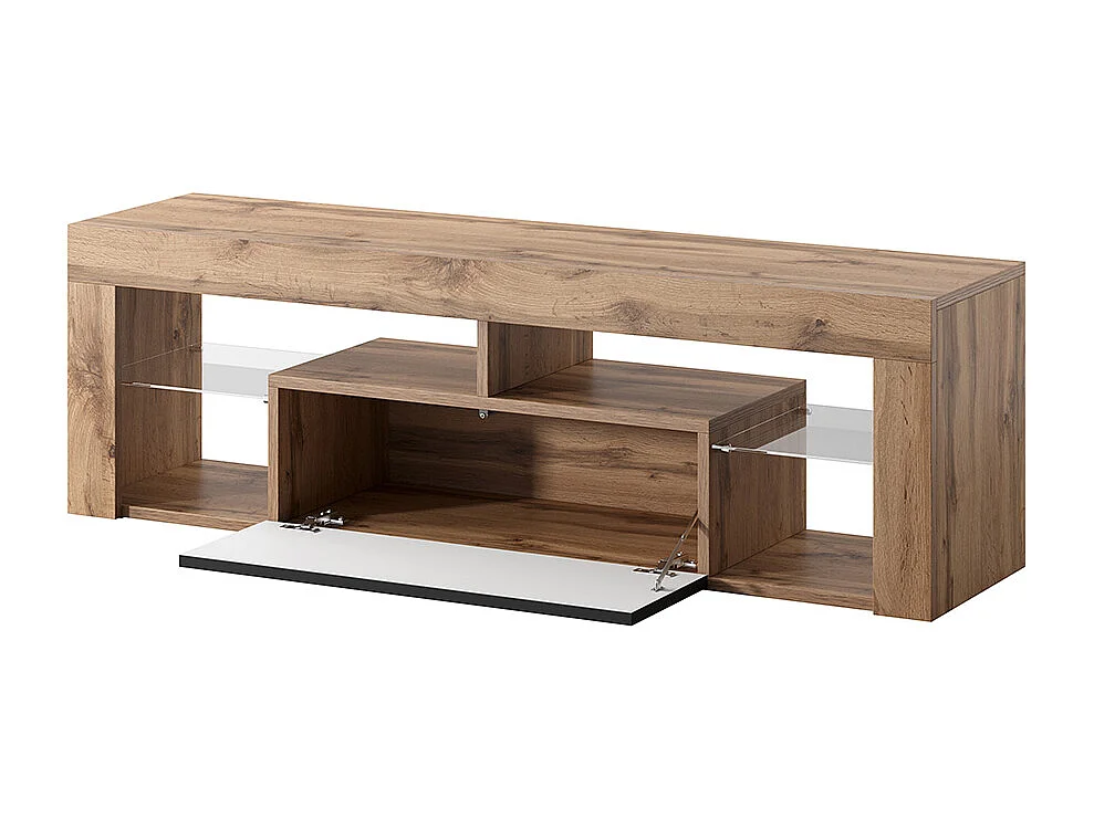 Meuble TV / Banc TV (chêne lancaster / noir brillant, 140 cm, sans LED) - BIANKO