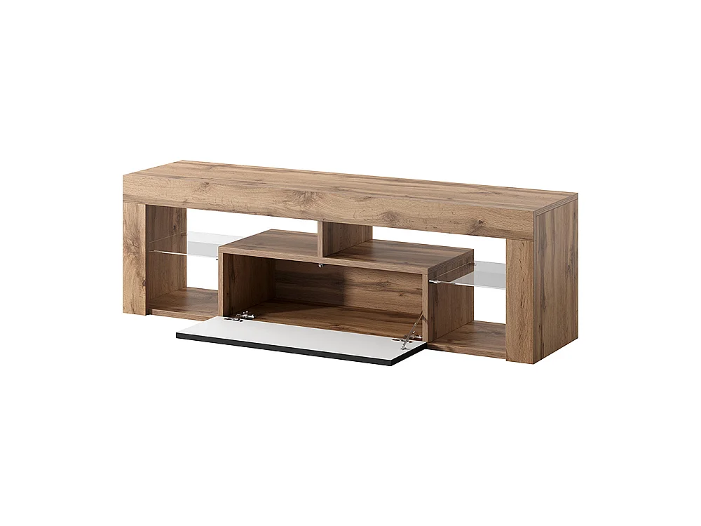 TV-meubel / TV-bank (Lancaster eiken / glanzend zwart, 140 cm, zonder LED) - BIANKO