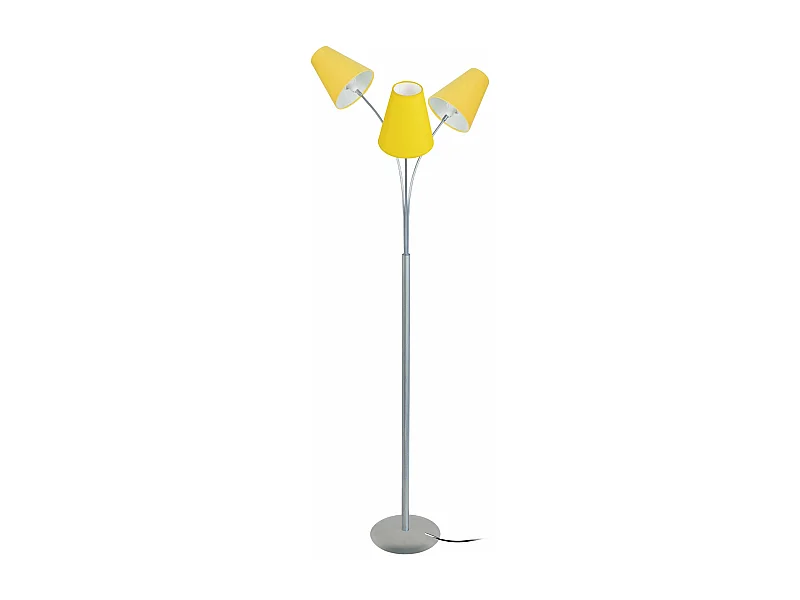 Lampadaire bras aluminium,jaune 165 cm.