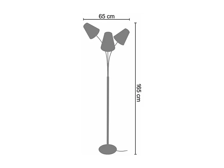 Lampadaire bras aluminium,jaune 165 cm.
