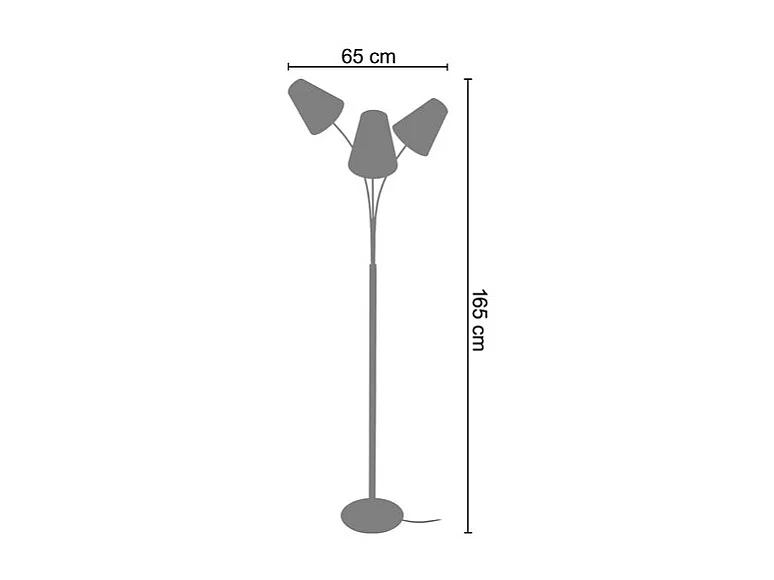 Lampadaire bras aluminium,jaune 165 cm.