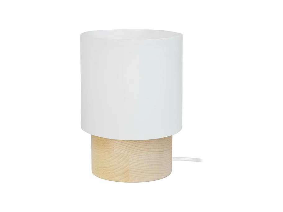 Lampe de chevet,bois cylindre métal  ivoire 19,5 cm.