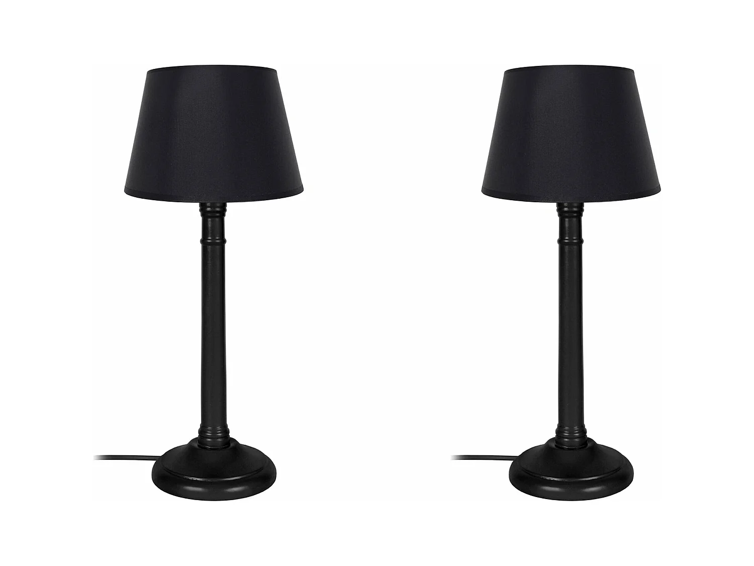 Pair de Lampes de chevet colonne bois  noir 38,5 cm.