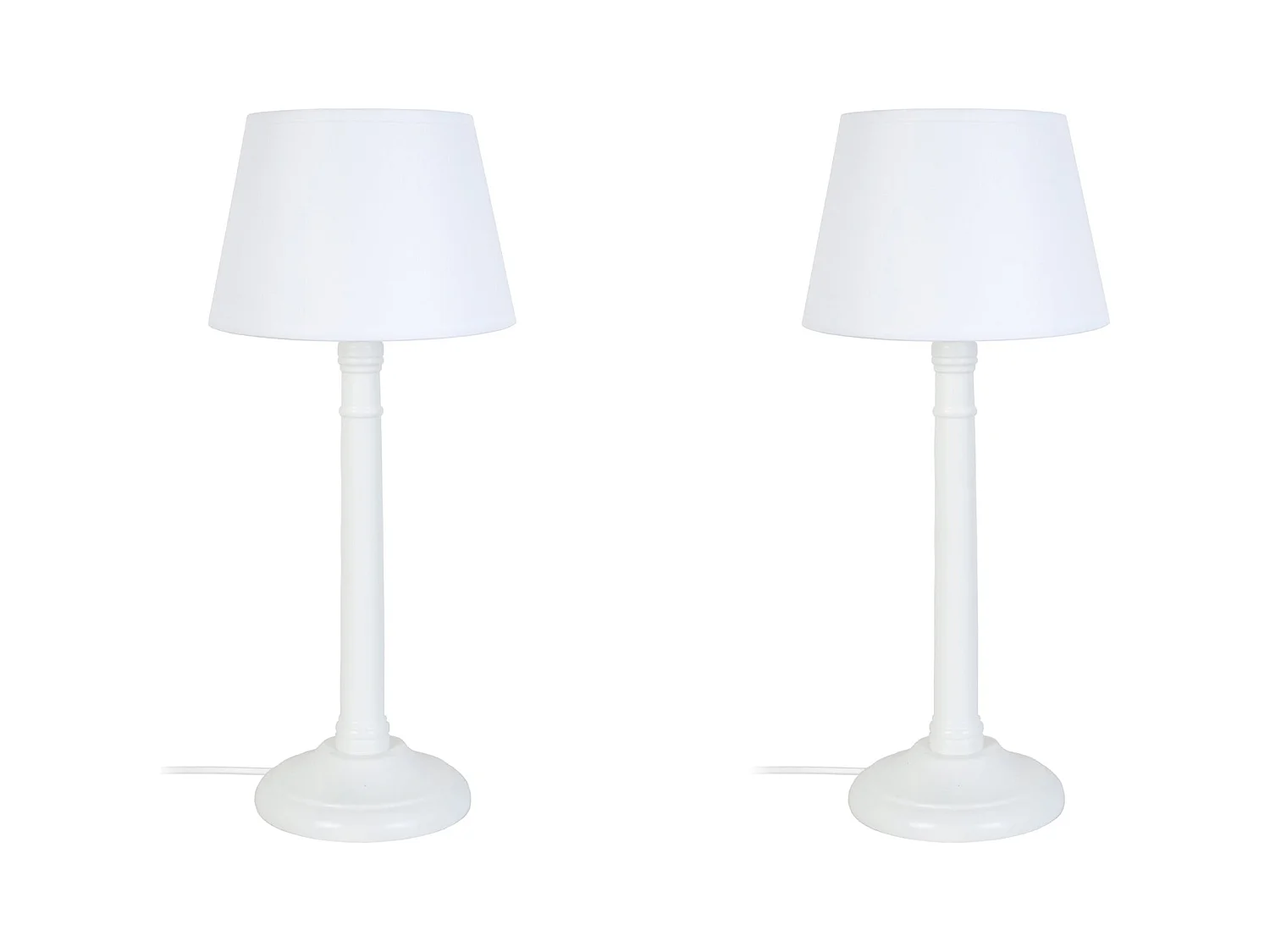 Pair de Lampes de chevet colonne bois  ivoire 38,5 cm.