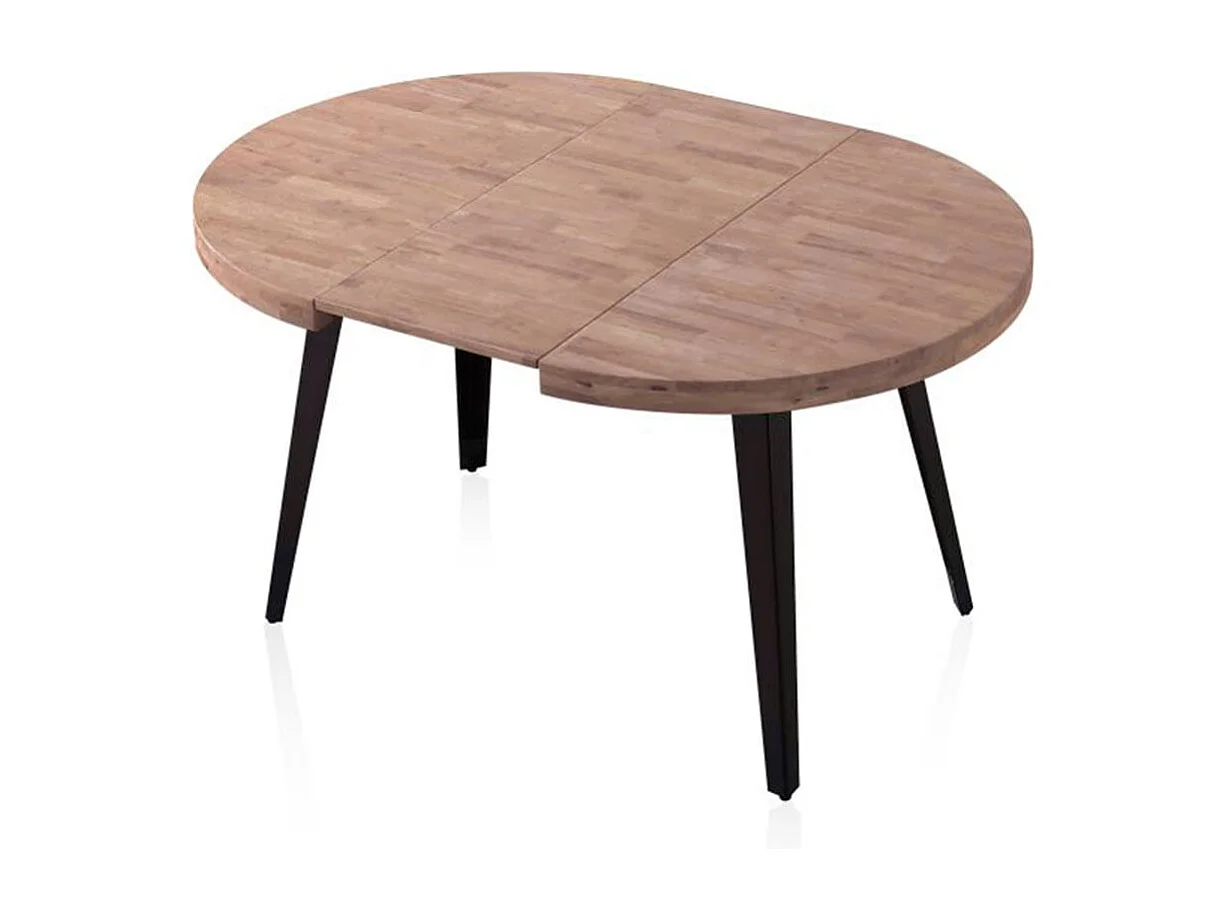 Mesa de comedor Berg extensible forma redonda roble honey/negro 76x100-140-180x100 cm Adec