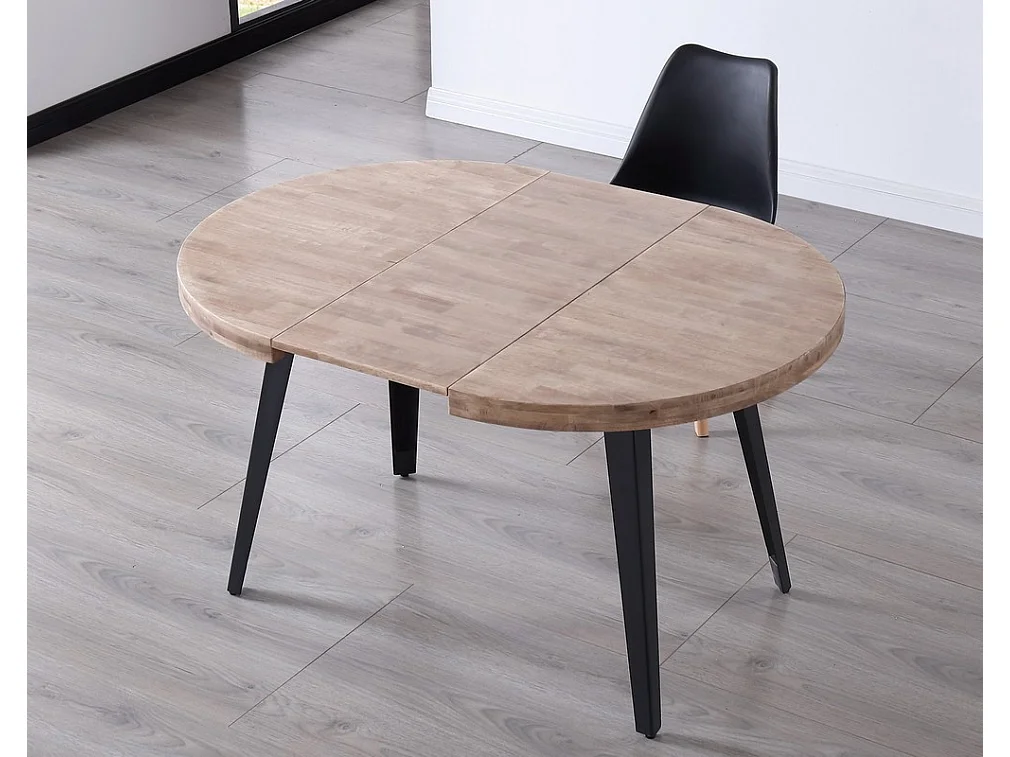 Mesa de comedor Berg extensible forma redonda roble honey/negro 76x100-140-180x100 cm Adec