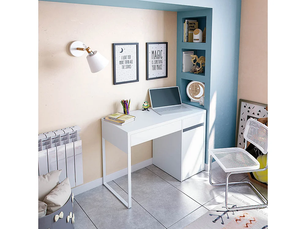 Ensemble meuble TV modulable - Blanc Artik et gris ciment - 260 x 33 x 184 cm