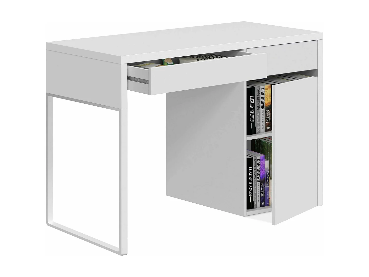 Ensemble meuble TV modulable - Blanc Artik et gris ciment - 260 x 33 x 184 cm
