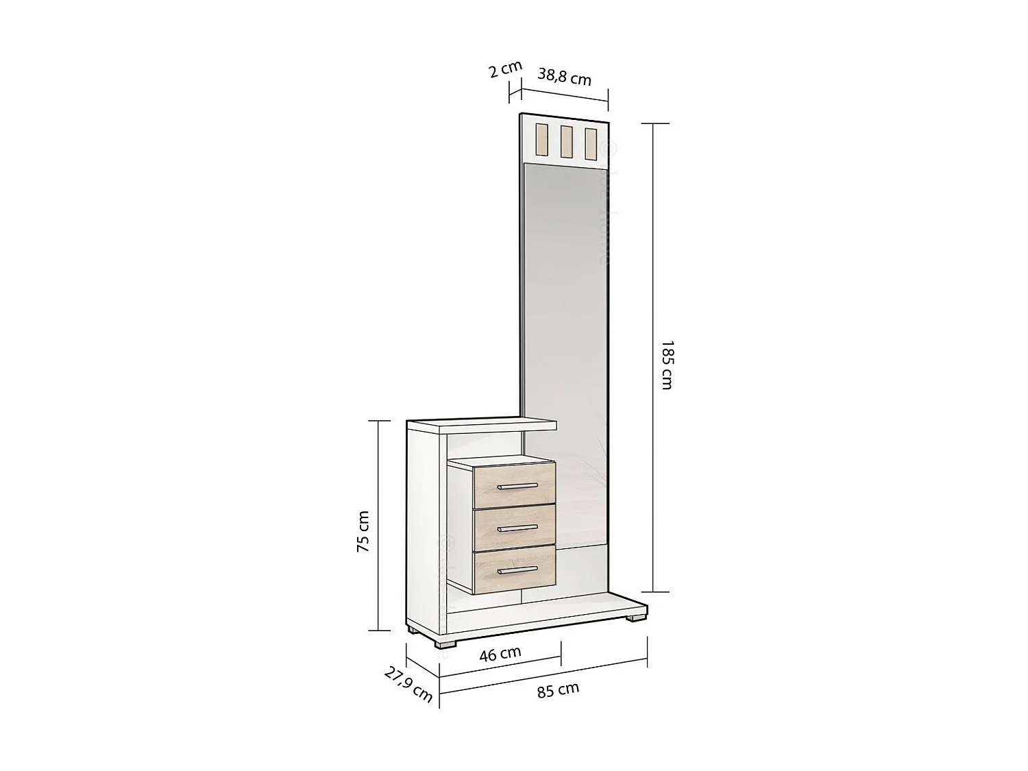 Mueble de recibidor Prisma Cambria - Blanco