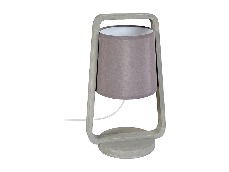 Lampe de chevet arqué bois  taupe,beige 32,5 cm.