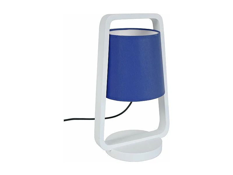 Lampe de chevet arqué bois  blanc,bleu 32,5 cm.
