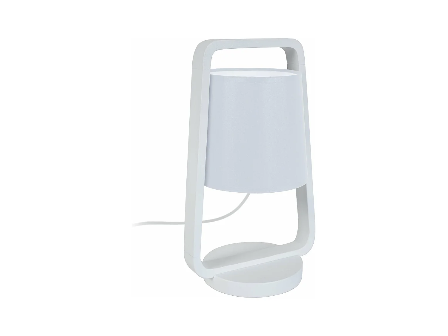 Lampe de chevet arqué bois naturel, blanc 32,5 cm.