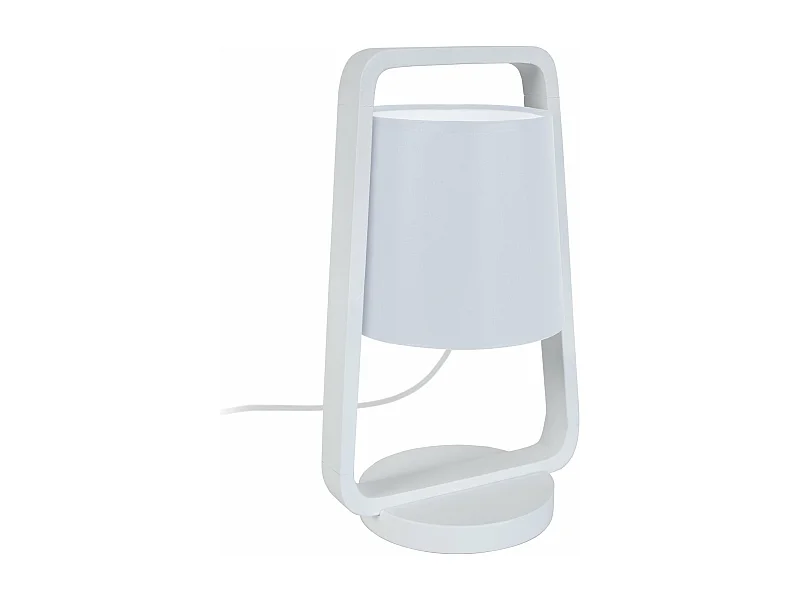 Lampe de chevet arqué bois naturel, blanc 32,5 cm.
