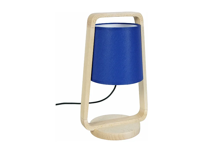 Lampe de chevet arqué bois  naturel,bleu 32,5 cm.