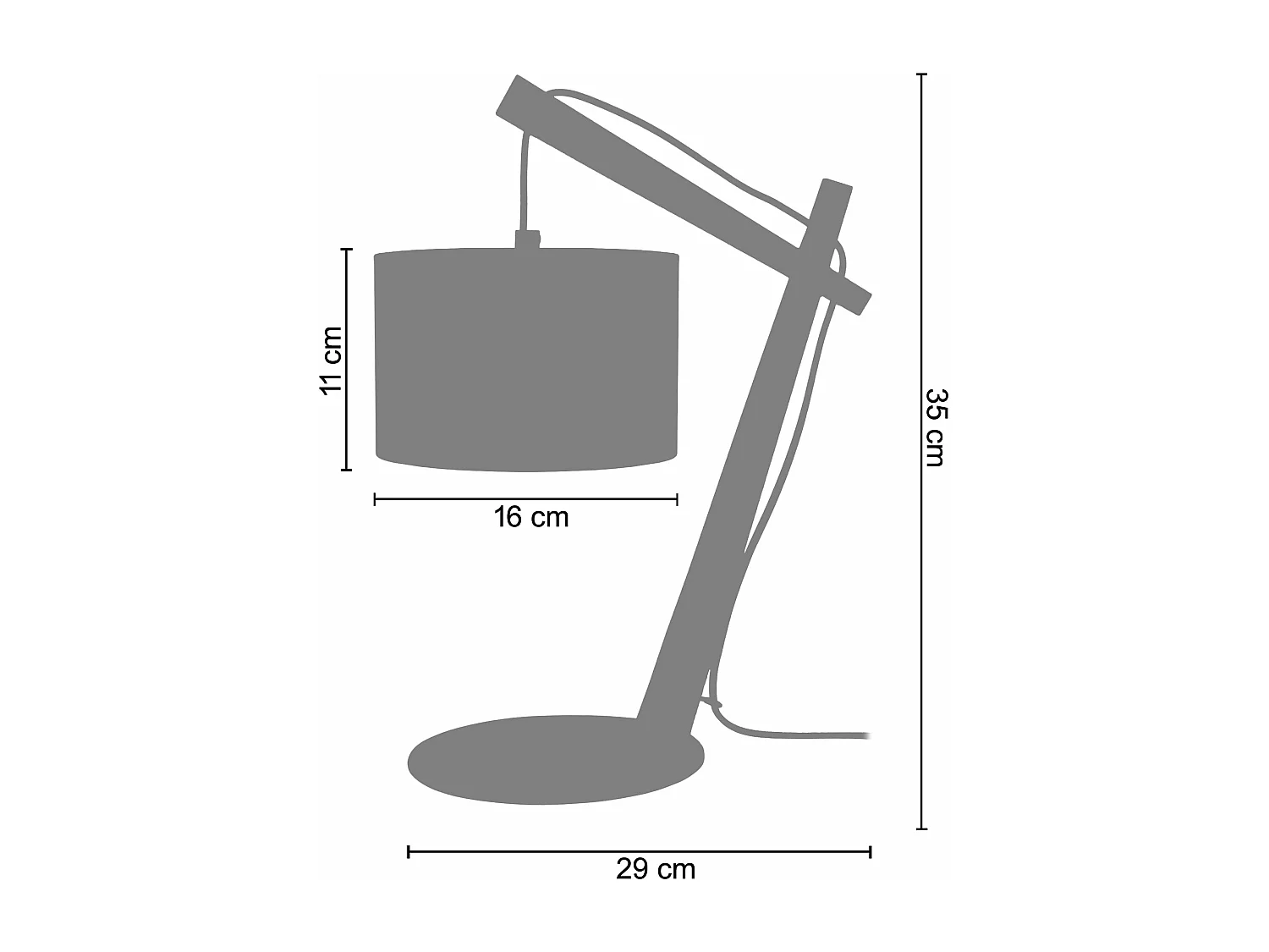 Lampe de chevet arqué bois  naturel,écru35 cm.
