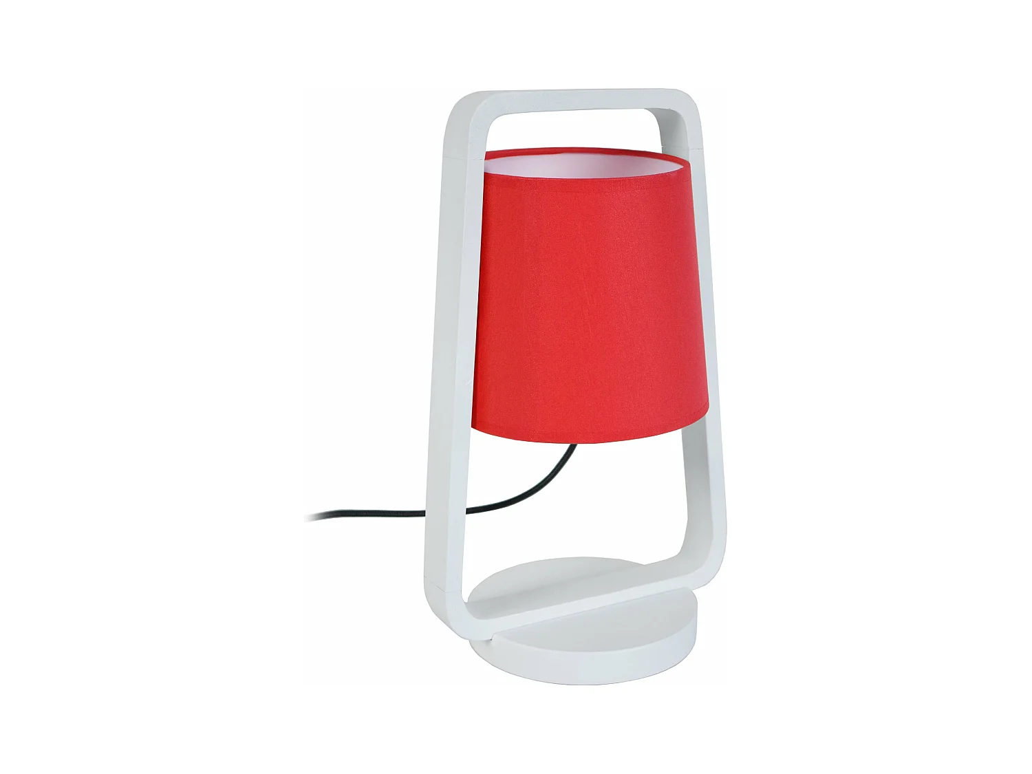 Lampe de chevet arqué bois  blanc,rouge 32,5 cm.