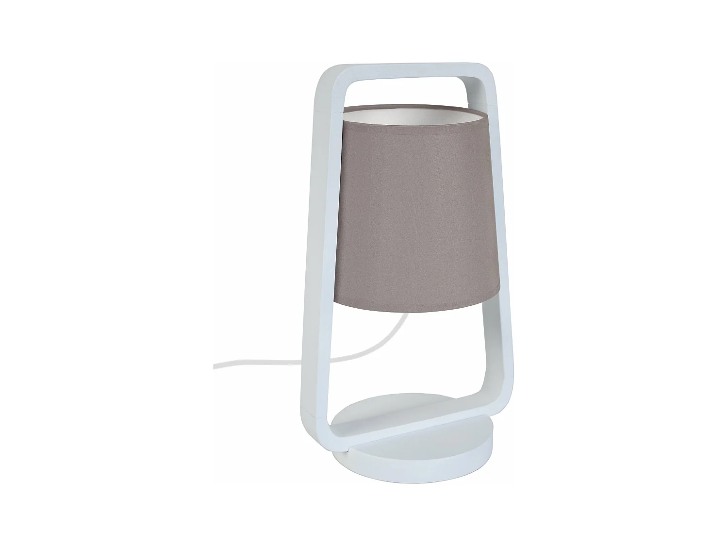 Lampe de chevet arqué bois  blanc,taupe32,5 cm.
