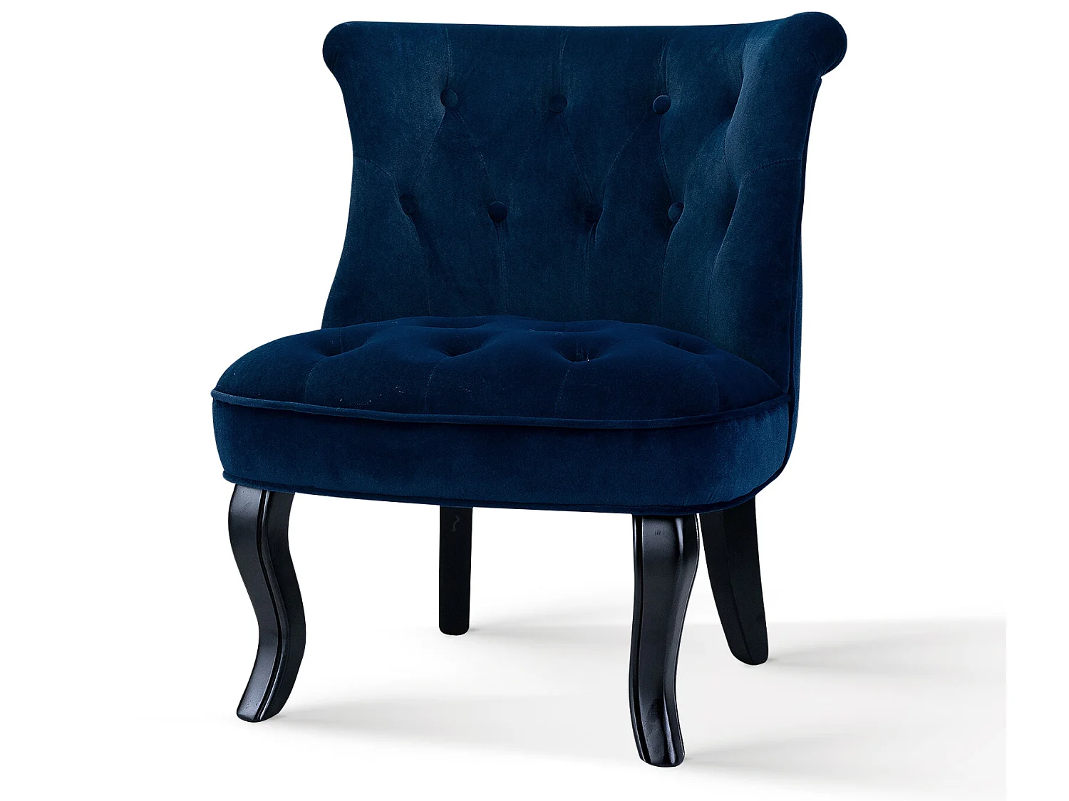 Petit Fauteuil Crapaud Rembourrée avec Pieds Noirs Pour Salle à Manger, Salon, Entrée & Chambre-Bleu