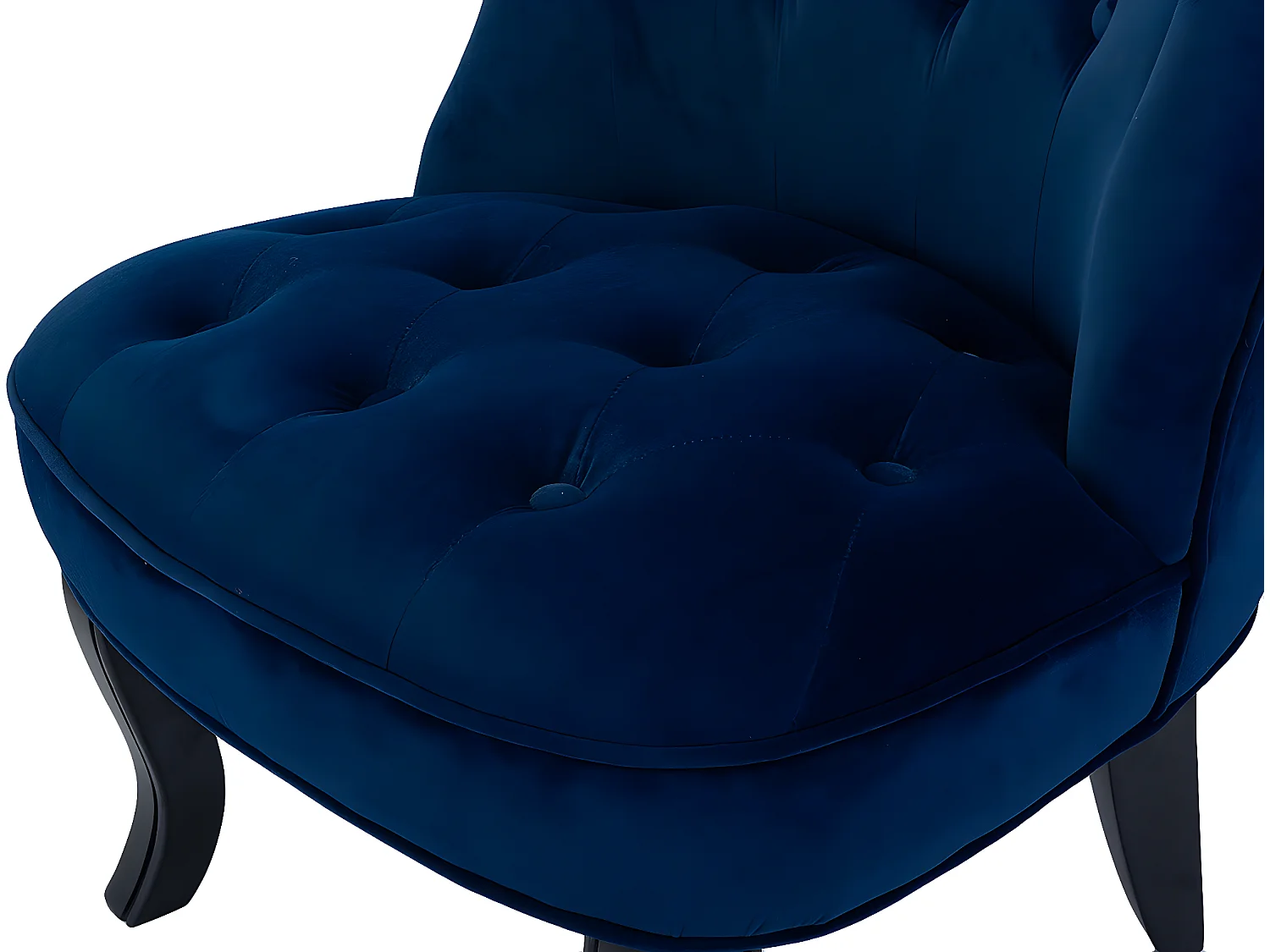 Petit Fauteuil Crapaud Rembourrée avec Pieds Noirs Pour Salle à Manger, Salon, Entrée & Chambre-Bleu