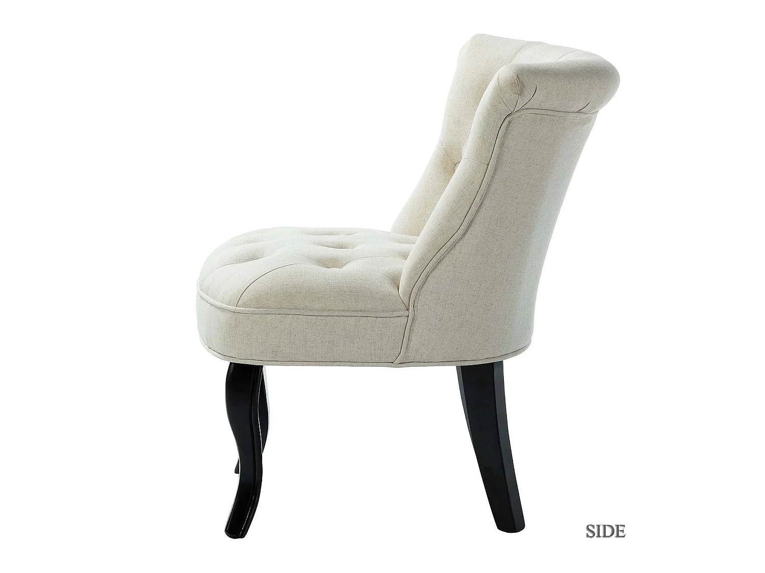 Petit Fauteuil Crapaud Rembourrée avec Pieds Noirs Pour Salle à Manger, Salon, Entrée & Chambre-Blanc