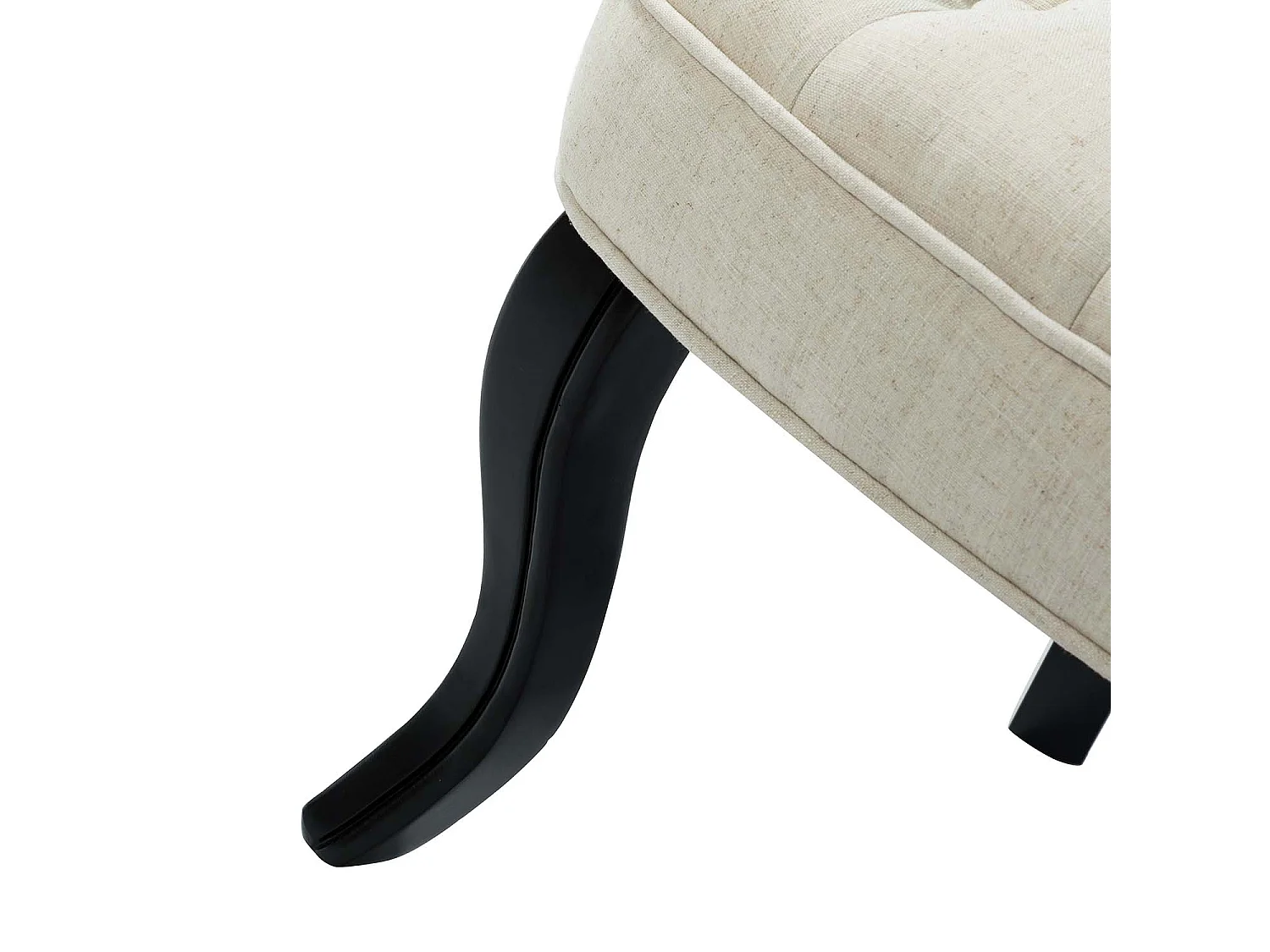 Petit Fauteuil Crapaud Rembourrée avec Pieds Noirs Pour Salle à Manger, Salon, Entrée & Chambre-Blanc