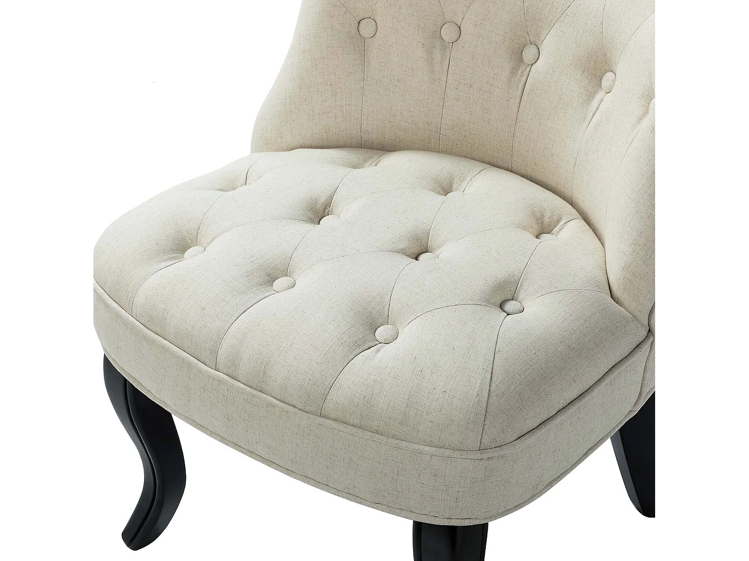 Petit Fauteuil Crapaud Rembourrée avec Pieds Noirs Pour Salle à Manger, Salon, Entrée & Chambre-Blanc