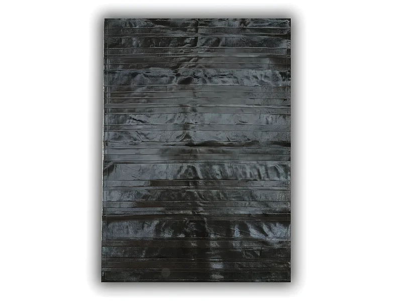 Tapis noir en peau de vache plat naturel intérieur Clara Rectangulaire Design Mécanique