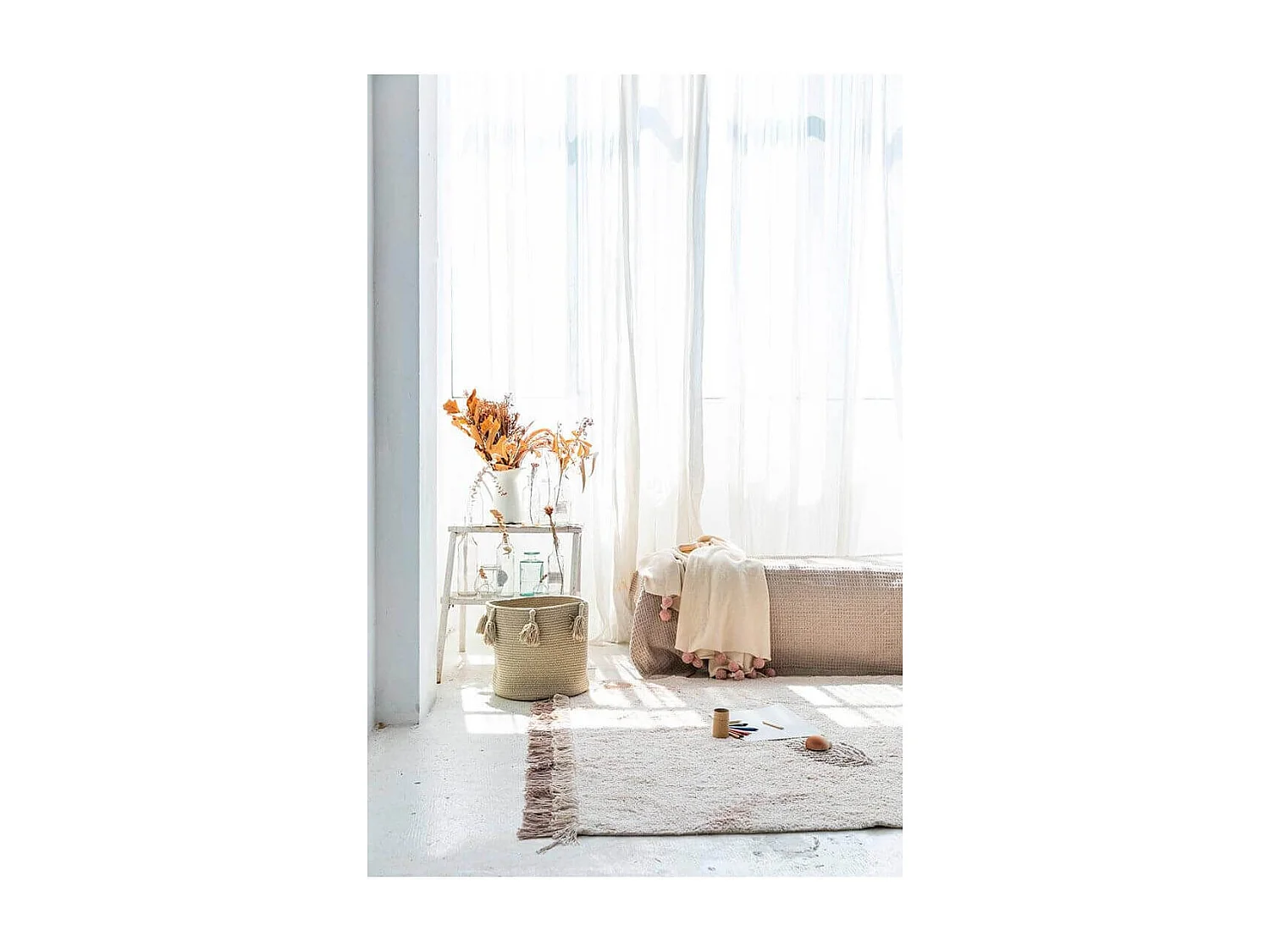 Tapis lavable en machine crème pour enfant Pine Forest Rectangulaire Enfant Fait main Tapi