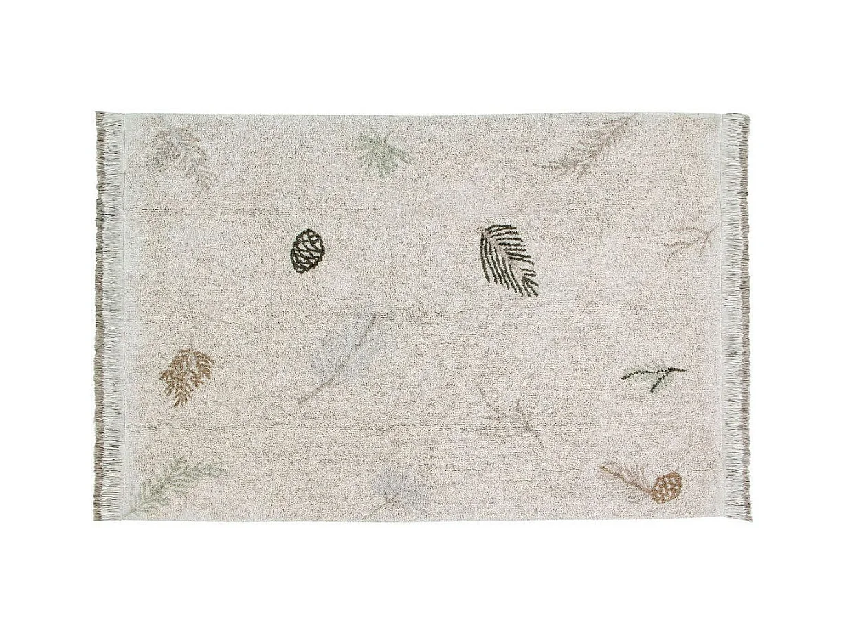 Tapis lavable en machine crème pour enfant Pine Forest Rectangulaire Enfant Fait main Tapi