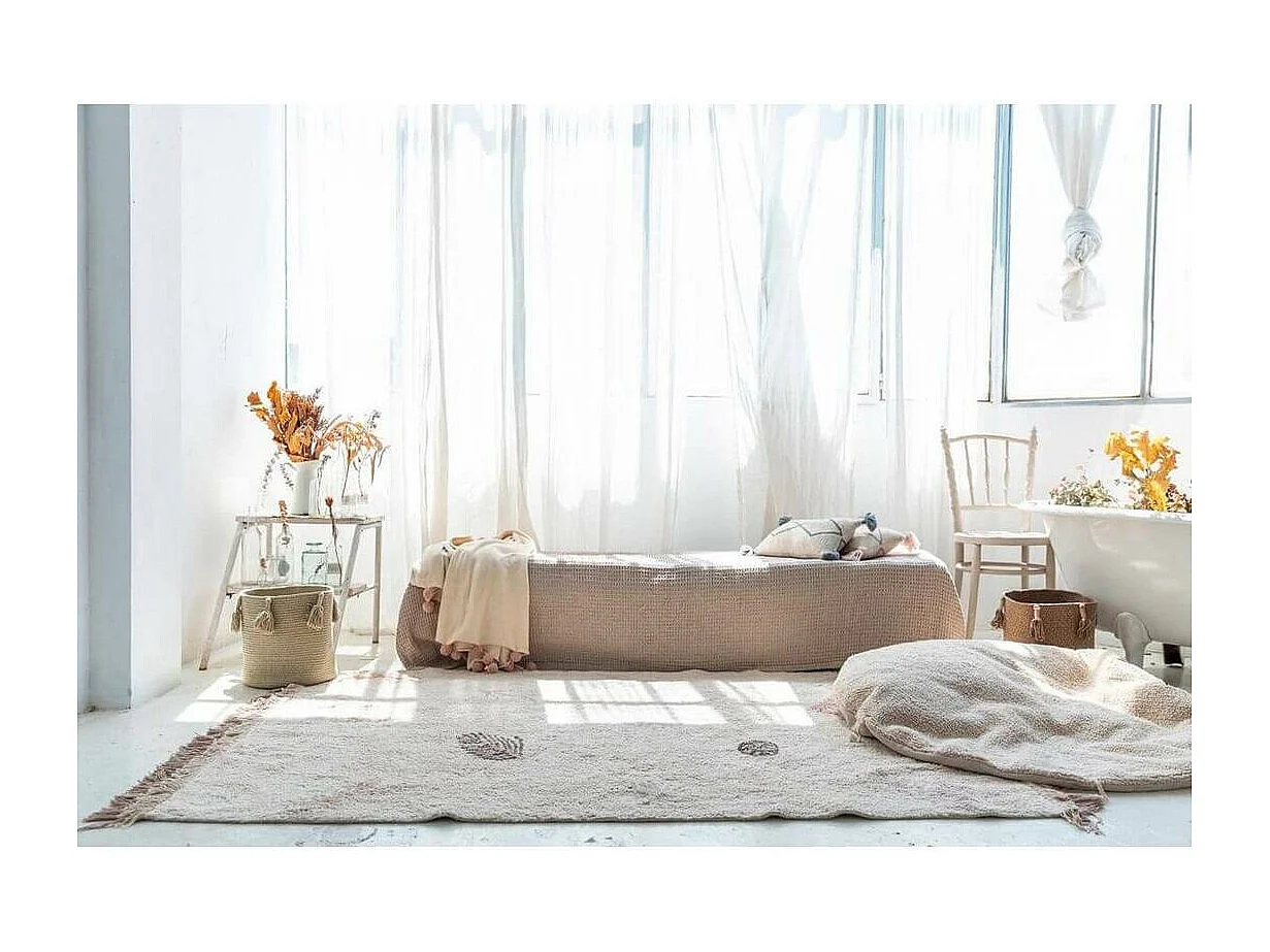 Alfombra de algodón Bosque de Pinos beige 140 x 200 cm