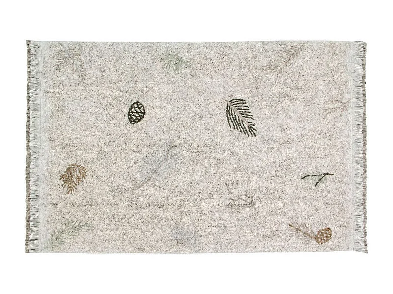 Tapis lavable en machine crème pour enfant Pine Forest Rectangulaire Enfant Fait main Tapi