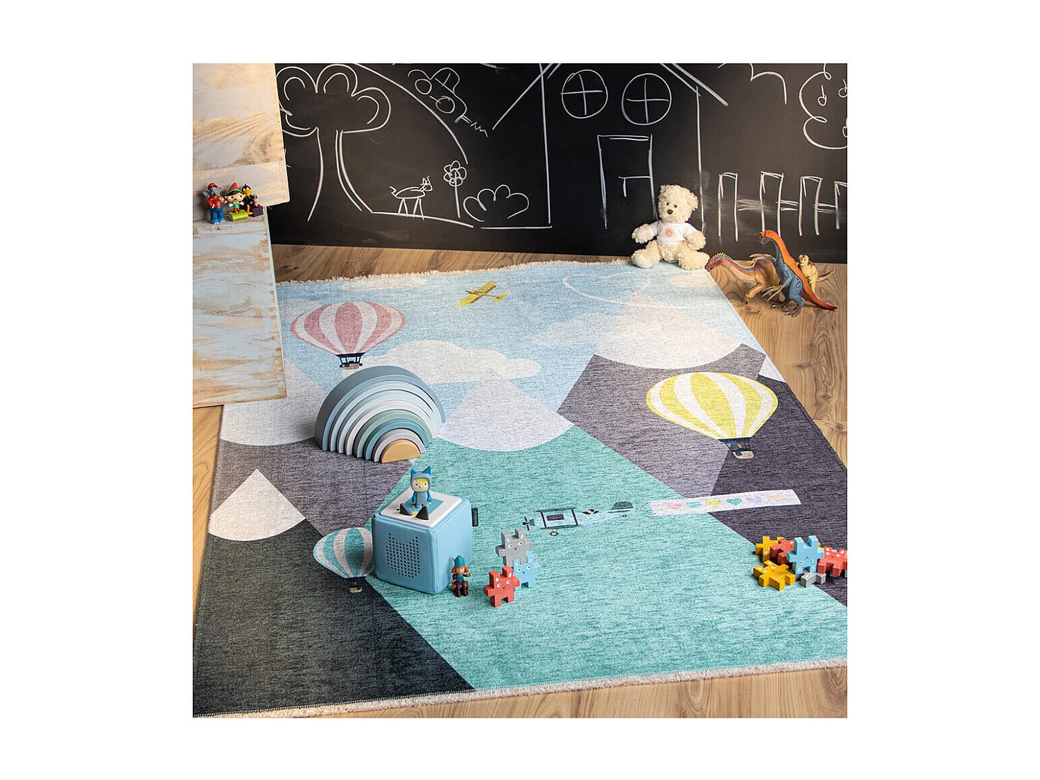Tapis enfant en coton recyclé lavable en machine Mountain Rectangulaire  Mécanique Tapis a
