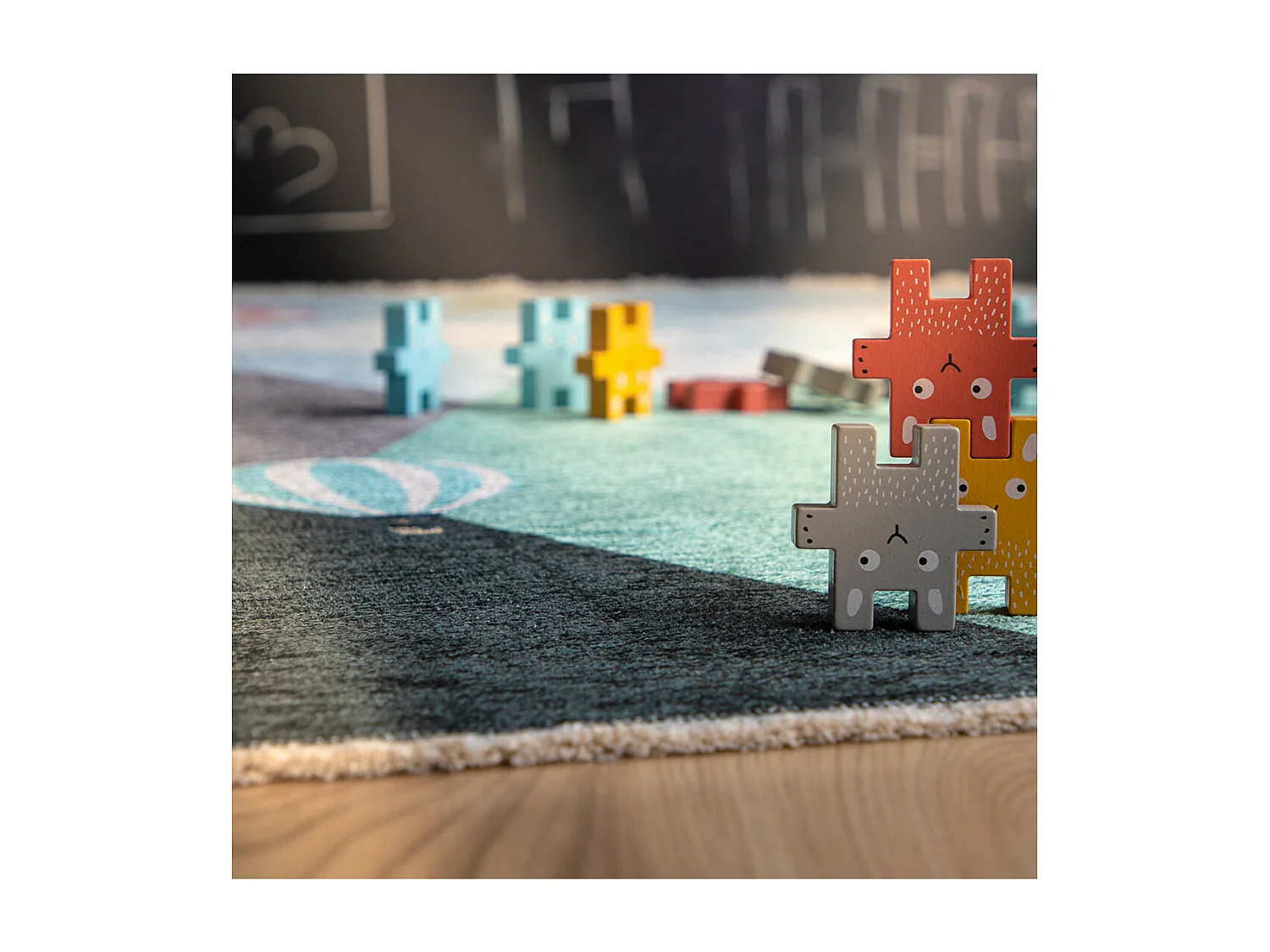 Tapis enfant en coton recyclé lavable en machine Mountain Rectangulaire  Mécanique Tapis a