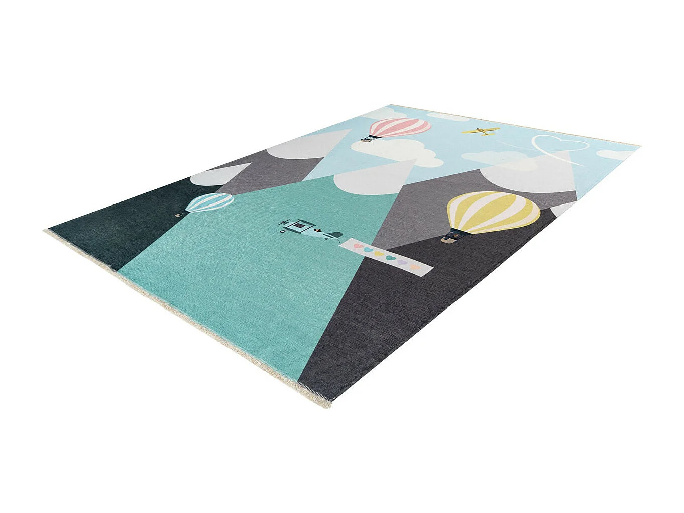 Tapis enfant en coton recyclé lavable en machine Mountain Rectangulaire  Mécanique Tapis a