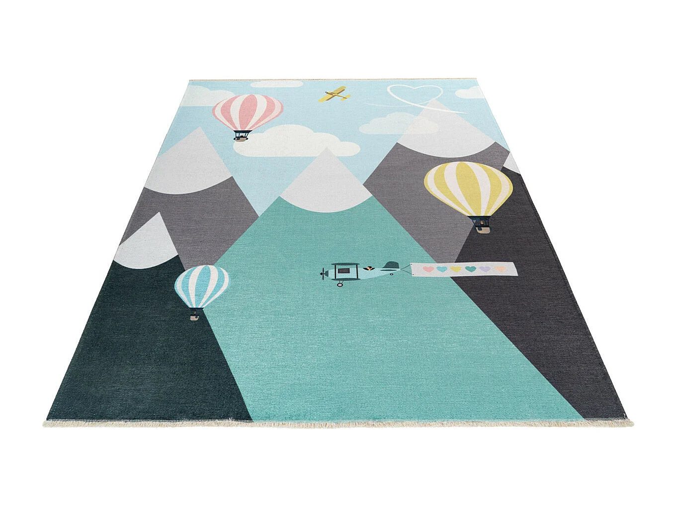 Tapis enfant en coton recyclé lavable en machine Mountain Rectangulaire  Mécanique Tapis a