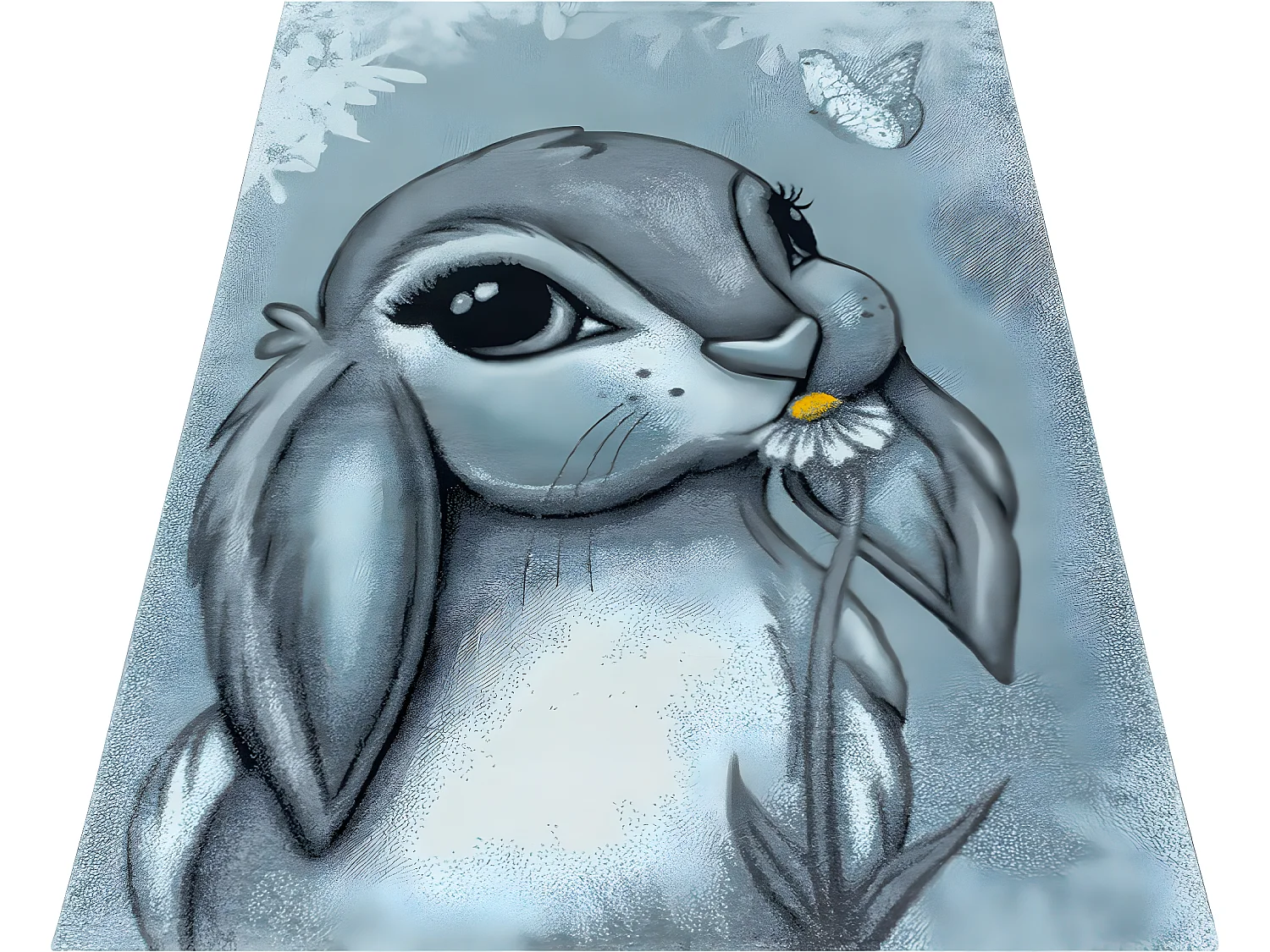 Tapis de chambre enfant rectangle Lapin Rectangulaire Enfant Mécanique