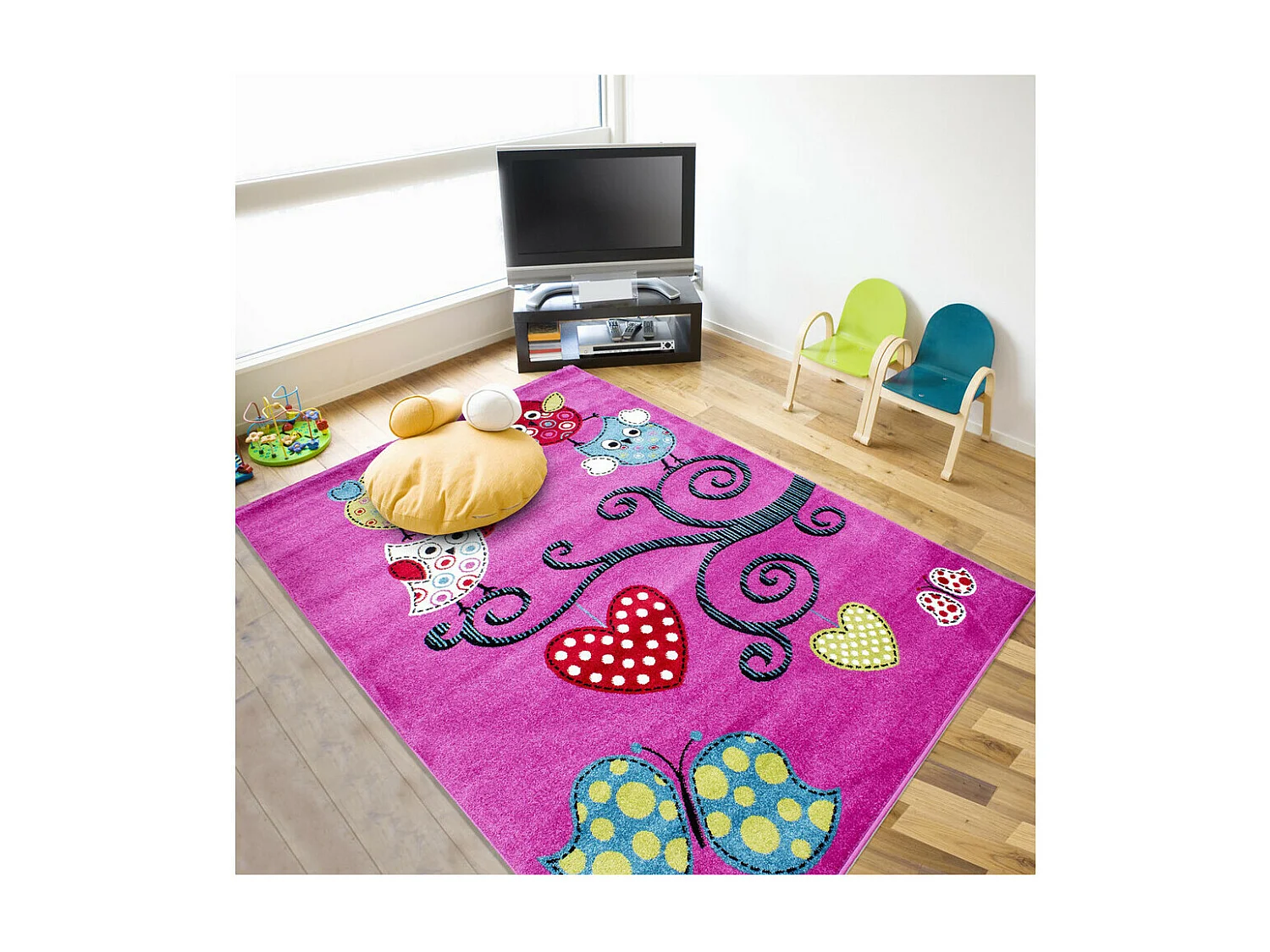 Tapis pour chambre de fille lilas Osia Rectangulaire Enfant Mécanique