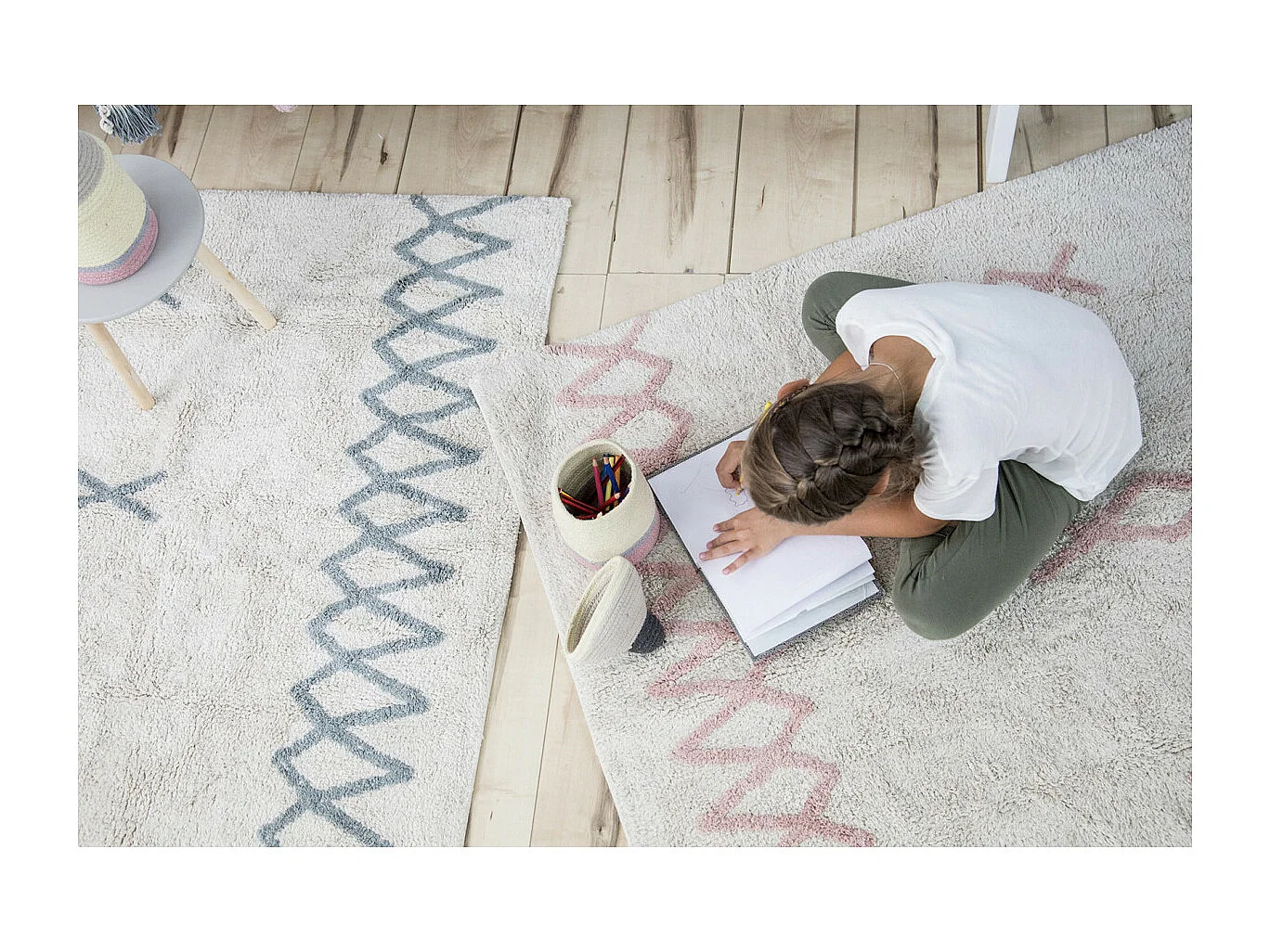 Tapis berbère en coton ethnique lavable en machine Atlas Lorena Canals Rectangulaire Enfan