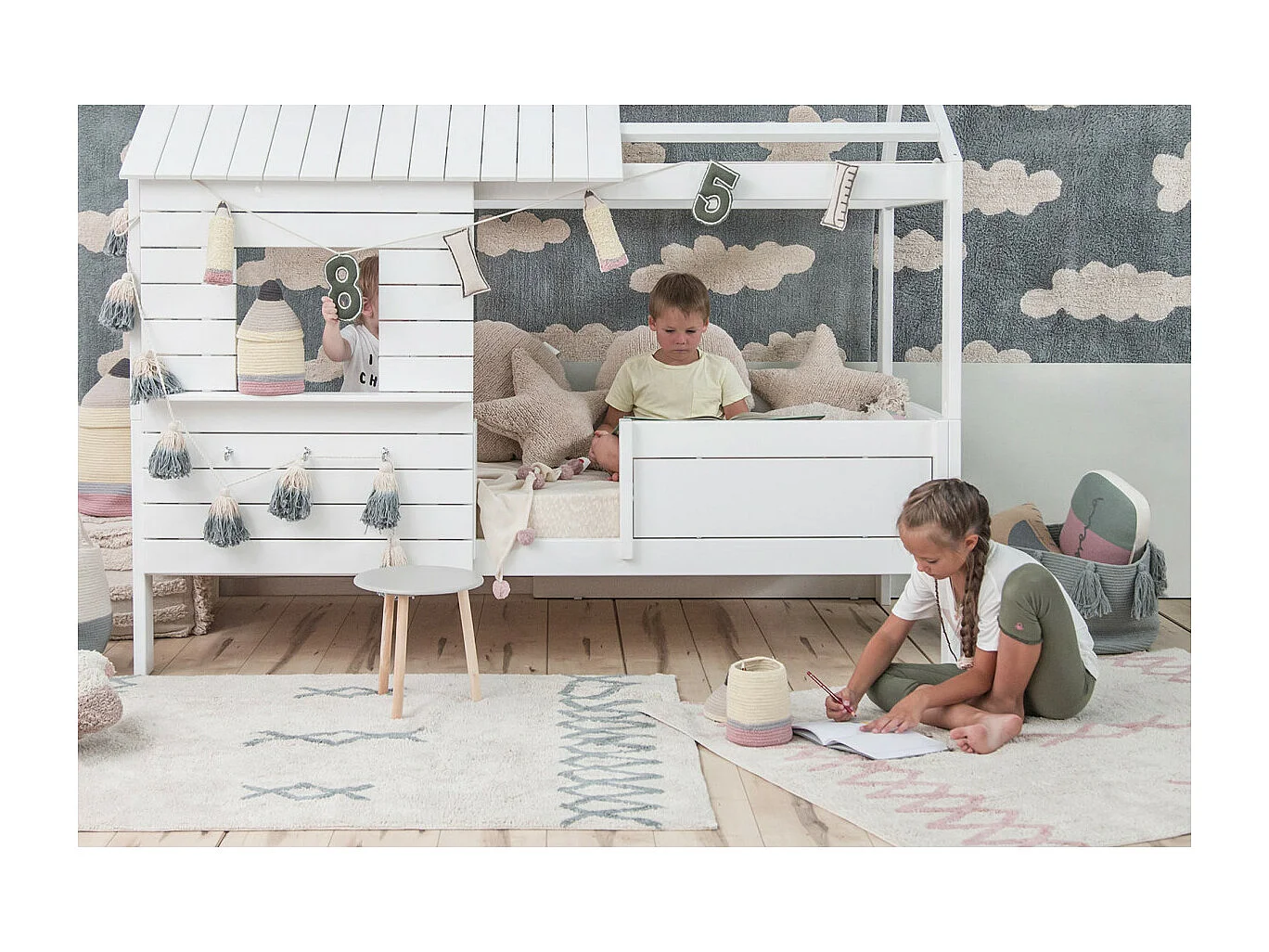 Tapis berbère en coton ethnique lavable en machine Atlas Lorena Canals Rectangulaire Enfan