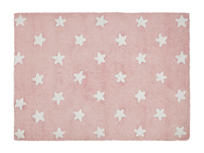 Alfombra de algodón con diseño de estrella rosa 120 x 160 cm