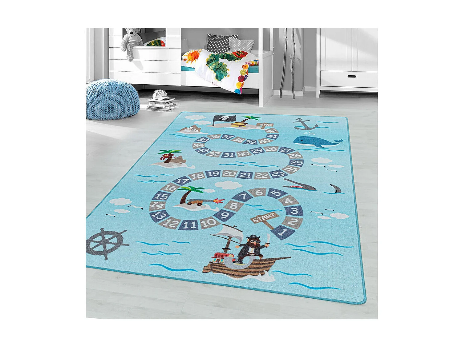 Tapis de jeu pour fille et garçon Whale Rectangulaire Enfant Mécanique Antidérapant