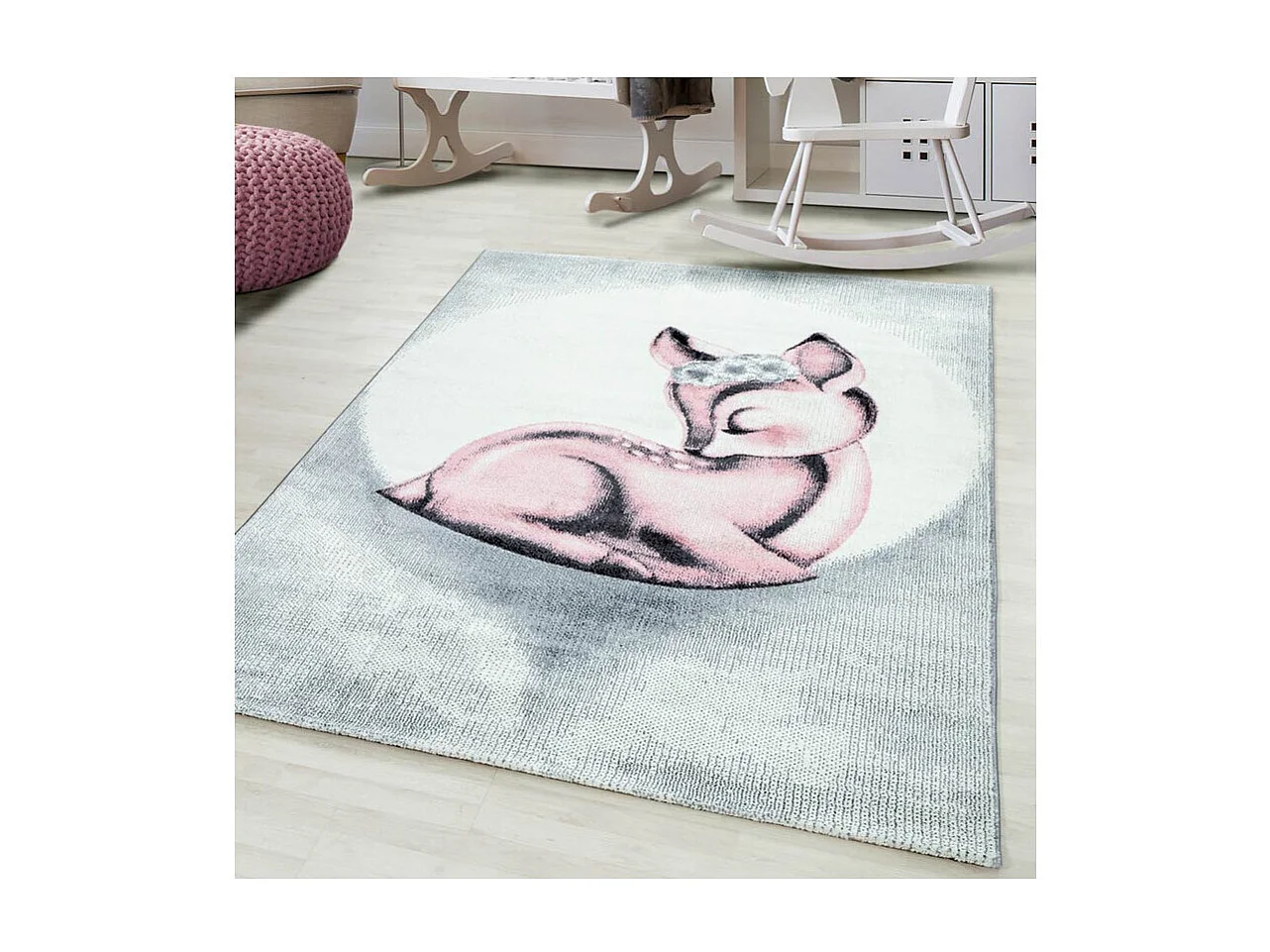 Tapis pour chambre d'enfant rose rectangle Bamba Rectangulaire Enfant Mécanique