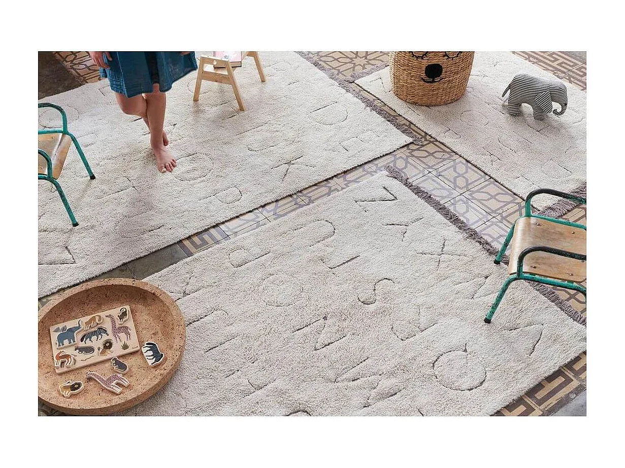 Tapis enfant recyclé lavable en machine ABC Lorena Canals Rectangulaire Enfant Fait main T