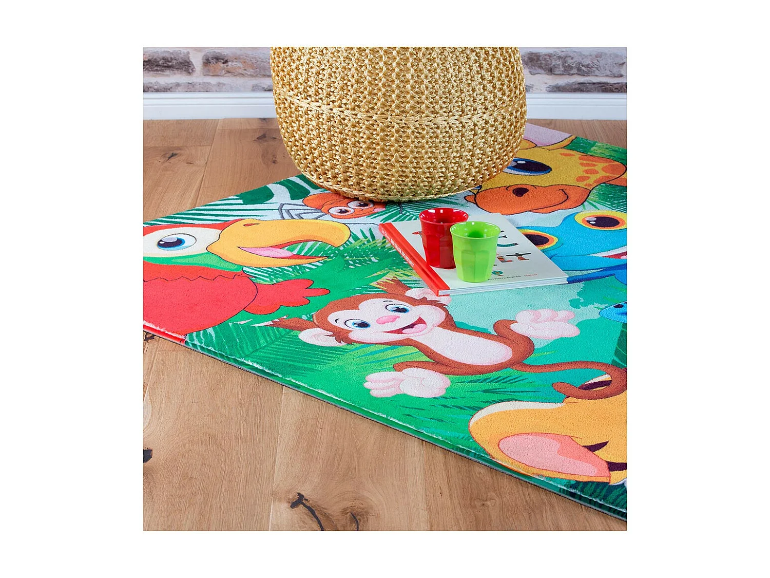 Tapis de chambre enfant multicolore rectangle Mini Jungle Rectangulaire Enfant Tufté main