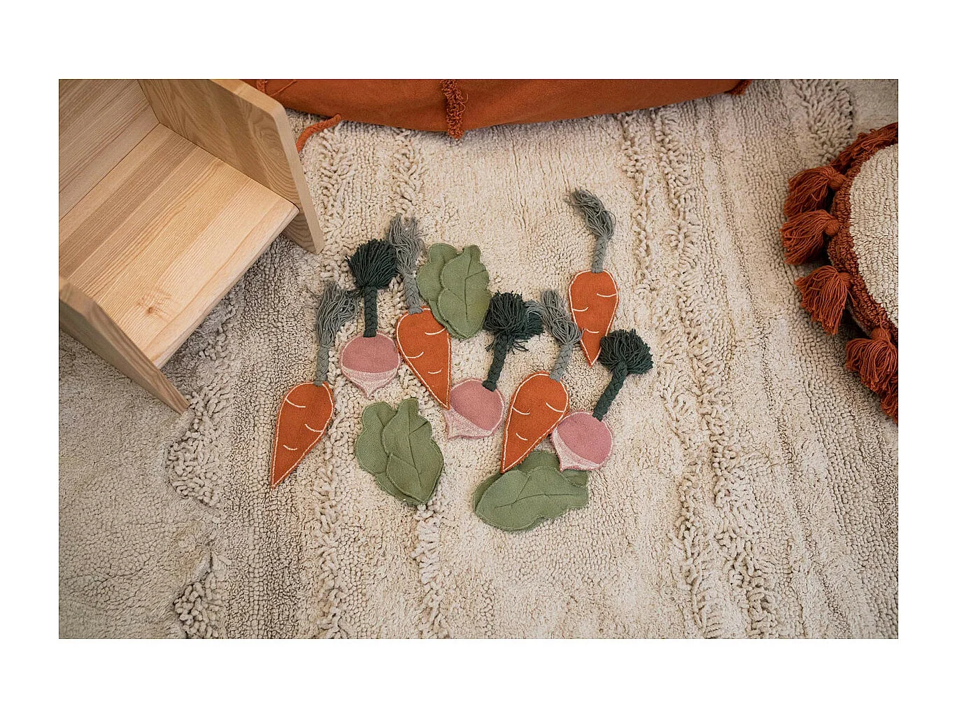 Tapis enfant lavable en machine Veggie Garden Rectangulaire Enfant Fait main