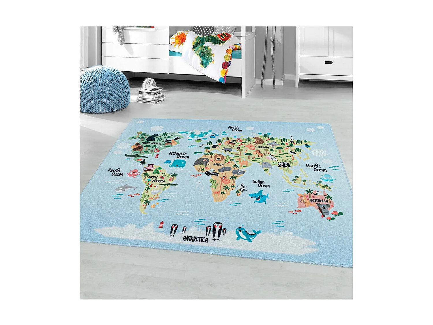 Tapis de jeu antidérapant pour fille et garçon World Rectangulaire Enfant Mécanique Antidé