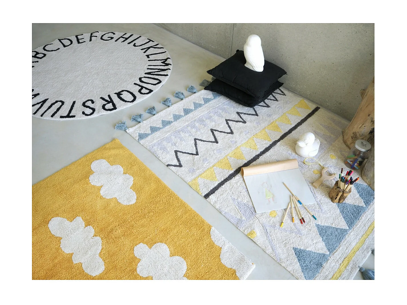 Tapis lavable en machine pour enfant Clouds Lorena Canals Rectangulaire Enfant Fait main T