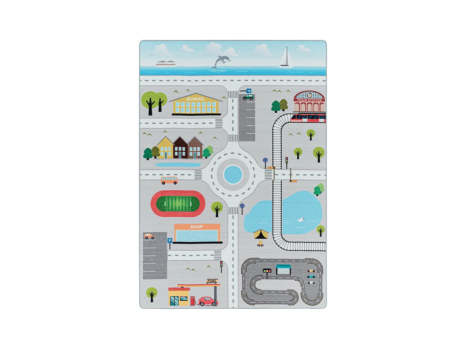 Tapis chambre bébé et enfant Road Rectangulaire Enfant Mécanique Antidérapant