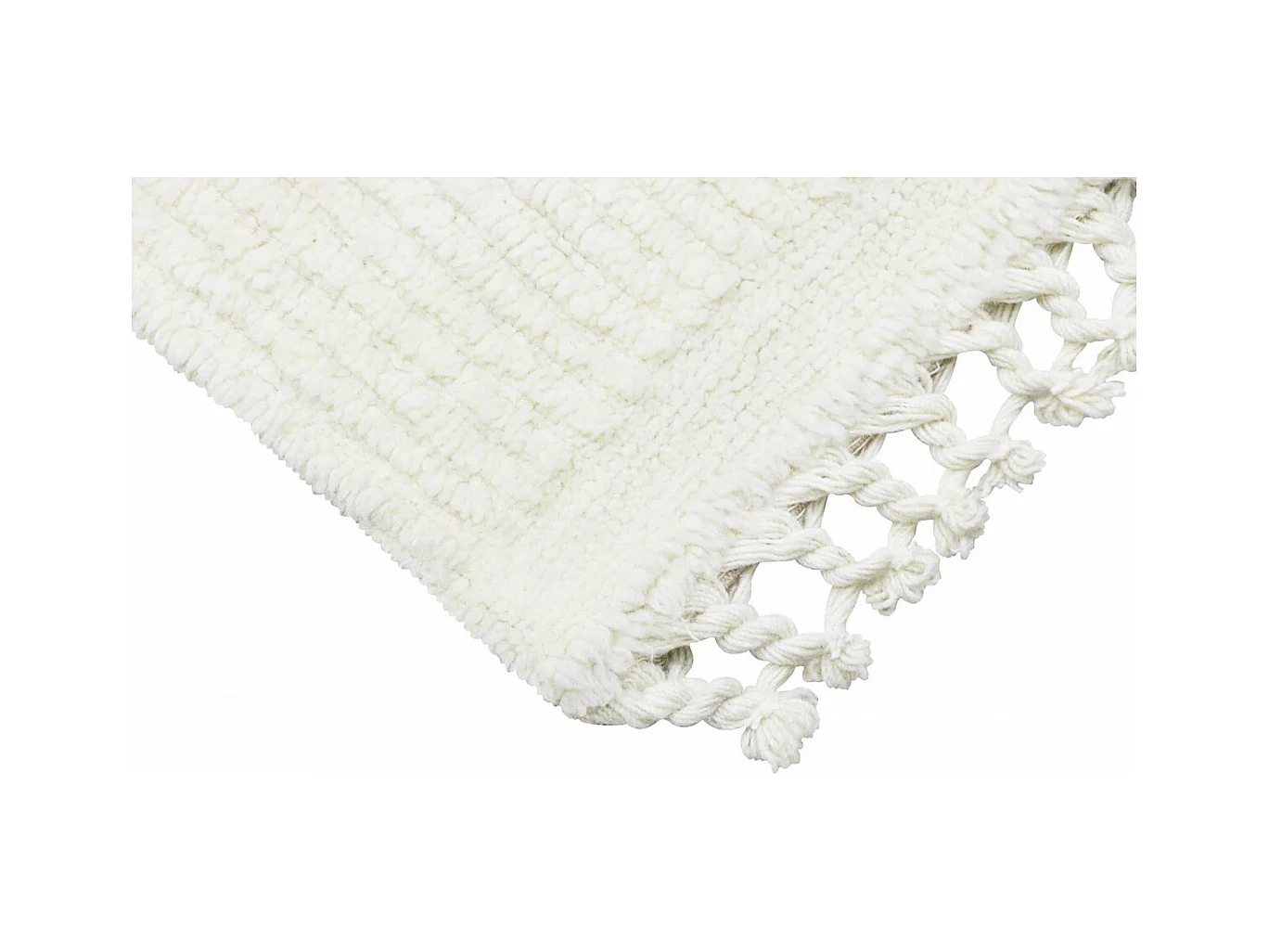 Alfombra de lana crema con líneas y tirantes - 140 x 200 CM